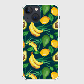 Чехол для iPhone 13 mini с принтом Фрукты в Новосибирске,  |  | Тематика изображения на принте: avokado | авокадо | бананы | лимоны | фрукты