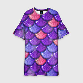 Детское платье 3D с принтом Цветная чешуя в Новосибирске, 100% полиэстер | прямой силуэт, чуть расширенный к низу. Круглая горловина, на рукавах — воланы | рыбья кожа | текстура | цветная чешуя | цветные чешуйки | чешуя