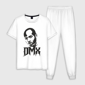 Мужская пижама хлопок с принтом DMX - Легенда в Новосибирске, 100% хлопок | брюки и футболка прямого кроя, без карманов, на брюках мягкая резинка на поясе и по низу штанин
 | Тематика изображения на принте: dmx | dog | earl simmons | hip hop | music | new york | rap | rapper | rip | ruff ryders | диэмикс | музыка | нью йорк | пёс | рэп | рэпер | хипхоп | эрл симмонс