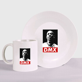Набор: тарелка + кружка с принтом Rapper DMX в Новосибирске, керамика | Кружка: объем — 330 мл, диаметр — 80 мм. Принт наносится на бока кружки, можно сделать два разных изображения. 
Тарелка: диаметр - 210 мм, диаметр для нанесения принта - 120 мм. | dmx | dog | earl simmons | hip hop | music | new york | rap | rapper | rip | ruff ryders | диэмикс | музыка | нью йорк | пёс | рэп | рэпер | хипхоп | эрл симмонс