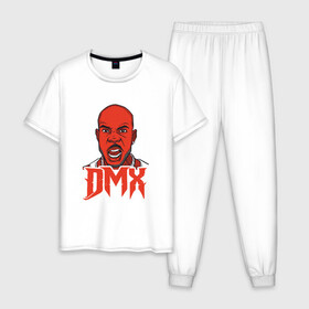 Мужская пижама хлопок с принтом DMX Red в Новосибирске, 100% хлопок | брюки и футболка прямого кроя, без карманов, на брюках мягкая резинка на поясе и по низу штанин
 | Тематика изображения на принте: dmx | dog | earl simmons | hip hop | music | new york | rap | rapper | rip | ruff ryders | диэмикс | музыка | нью йорк | пёс | рэп | рэпер | хипхоп | эрл симмонс
