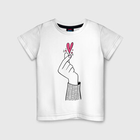 Детская футболка хлопок с принтом Саранхэ в Новосибирске, 100% хлопок | круглый вырез горловины, полуприлегающий силуэт, длина до линии бедер | k pop | любовь | рука девушки | саранхэ | сердце