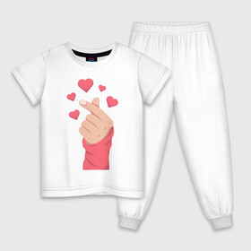 Детская пижама хлопок с принтом Саранхэ в Новосибирске, 100% хлопок |  брюки и футболка прямого кроя, без карманов, на брюках мягкая резинка на поясе и по низу штанин
 | k pop | любовь | рука парня | саранхэ | сердце
