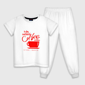 Детская пижама хлопок с принтом День без кофе в Новосибирске, 100% хлопок |  брюки и футболка прямого кроя, без карманов, на брюках мягкая резинка на поясе и по низу штанин
 | coffee | день без кофе | кофе | кофеек | кружка кофе