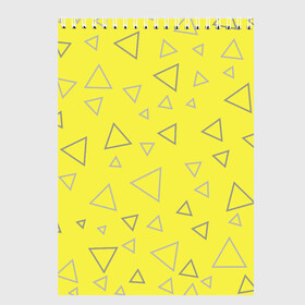 Скетчбук с принтом Желтый и серый | Yellow & gray в Новосибирске, 100% бумага
 | 48 листов, плотность листов — 100 г/м2, плотность картонной обложки — 250 г/м2. Листы скреплены сверху удобной пружинной спиралью | gray | triangle | yellow | желтый | серый | треугольник