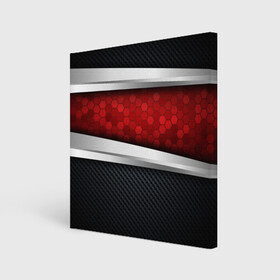 Холст квадратный с принтом 3D Красные соты металлические в Новосибирске, 100% ПВХ |  | luxury | versace | vip | абстракция | версаче | вип | паттерн | роскошь | текстуры