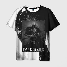 Мужская футболка 3D с принтом DARKSOULS | ТЁМНЫЙ РЫЦАРЬ в Новосибирске, 100% полиэфир | прямой крой, круглый вырез горловины, длина до линии бедер | dark souls | darksouls | tegunvte | демоны | рыцарь | средневековье | темные души