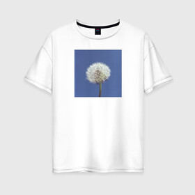 Женская футболка хлопок Oversize с принтом Одуванчик на фоне неба в Новосибирске, 100% хлопок | свободный крой, круглый ворот, спущенный рукав, длина до линии бедер
 | весна | минимализм | небо | одуванчик | цветы