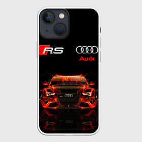Чехол для iPhone 13 mini с принтом AUDI RS 5 FIRE   АУДИ РС 5 в Новосибирске,  |  | audi | car | fire. | q5 | q6 | q7 | rs 5 | sportcar | а3 | а4 | а6 | а8 | авто | автомобиль | ауди | огонь | рс 5 | спорт | спорткар