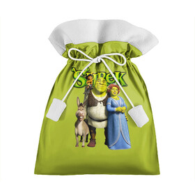Подарочный 3D мешок с принтом Шрек Shrek в Новосибирске, 100% полиэстер | Размер: 29*39 см | cartoon | fiona | shrek | болото | детям | комедия | кот в сапогах | мультик | огр | осел | персонажи мультфильмов | тролль | фиона | шрек