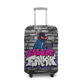 Чехол для чемодана 3D с принтом Friday Night Funkin Bomb man B в Новосибирске, 86% полиэфир, 14% спандекс | двустороннее нанесение принта, прорези для ручек и колес | bomb | bombman | friday night funkin | man | белый | бомб | бомба | бомбмэн | кирпич | микрофон | мэн | рисовка | розовый | текстура | фиолетовый | фрайдэй | цвета | черный