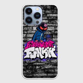 Чехол для iPhone 13 Pro с принтом Friday Night Funkin Bomb man B в Новосибирске,  |  | Тематика изображения на принте: bomb | bombman | friday night funkin | man | белый | бомб | бомба | бомбмэн | кирпич | микрофон | мэн | рисовка | розовый | текстура | фиолетовый | фрайдэй | цвета | черный