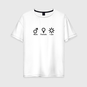 Женская футболка хлопок Oversize с принтом Без гендера в Новосибирске, 100% хлопок | свободный крой, круглый ворот, спущенный рукав, длина до линии бедер
 | agender | no genger | агендер | гендер
