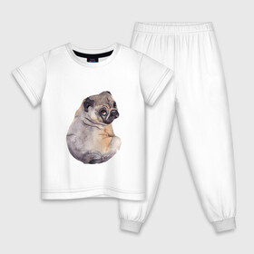 Детская пижама хлопок с принтом Мопс в Новосибирске, 100% хлопок |  брюки и футболка прямого кроя, без карманов, на брюках мягкая резинка на поясе и по низу штанин
 | Тематика изображения на принте: животные | мопс | питомцы | собака | собаки