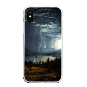 Чехол для iPhone XS Max матовый с принтом Фантастический пейзаж в Новосибирске, Силикон | Область печати: задняя сторона чехла, без боковых панелей | Тематика изображения на принте: елки | ледник | лес | озеро | пейзаж | природа | свет | скала