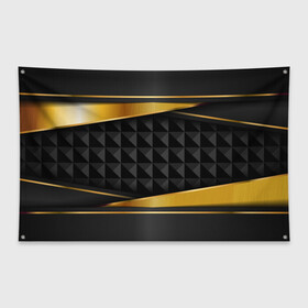 Флаг-баннер с принтом 3D luxury black gold Плиты 3Д в Новосибирске, 100% полиэстер | размер 67 х 109 см, плотность ткани — 95 г/м2; по краям флага есть четыре люверса для крепления | luxury | versace | vip | абстракция | версаче | вип | паттерн | роскошь | текстуры