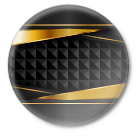 Значок с принтом 3D luxury black gold Плиты 3Д в Новосибирске,  металл | круглая форма, металлическая застежка в виде булавки | luxury | versace | vip | абстракция | версаче | вип | паттерн | роскошь | текстуры