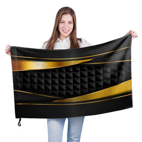 Флаг 3D с принтом 3D luxury black gold Плиты 3Д в Новосибирске, 100% полиэстер | плотность ткани — 95 г/м2, размер — 67 х 109 см. Принт наносится с одной стороны | luxury | versace | vip | абстракция | версаче | вип | паттерн | роскошь | текстуры