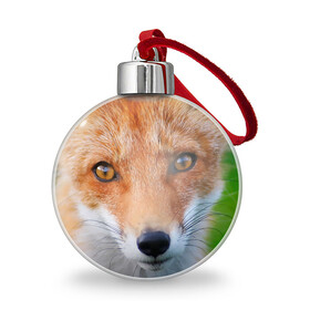Ёлочный шар с принтом Крупно мордочка лисы в Новосибирске, Пластик | Диаметр: 77 мм | fox | foxy | животное | звери | лиса | лисенок | лисичка | милая | рыжая | фокс
