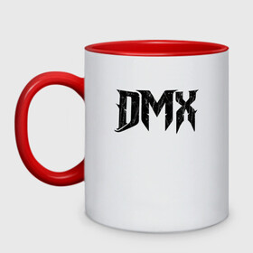 Кружка двухцветная с принтом DMX | Logo (Z) в Новосибирске, керамика | объем — 330 мл, диаметр — 80 мм. Цветная ручка и кайма сверху, в некоторых цветах — вся внутренняя часть | Тематика изображения на принте: dark man x | dmx | earl simmons | hip hop | rap | реп | репер | рэп | хип хоп | эрл симмонс