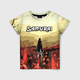 Детская футболка 3D с принтом SAMURAI PROJECT RED в Новосибирске, 100% гипоаллергенный полиэфир | прямой крой, круглый вырез горловины, длина до линии бедер, чуть спущенное плечо, ткань немного тянется | 2077 | cd projekt red | cyberpunk | cyberpunk 2077 | game | samurai | арт | будущее | видеоигра | игра | киберпанк | киберпанк 2077 | киборг | киборги