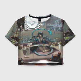 Женская футболка Crop-top 3D с принтом Arknights Clay в Новосибирске, 100% полиэстер | круглая горловина, длина футболки до линии талии, рукава с отворотами | anime | arknights | art | girl | manga | аниме | арт | девушка | манга
