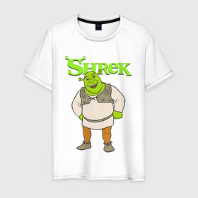 Мужская футболка хлопок с принтом Shrek | Шрек (Z) в Новосибирске, 100% хлопок | прямой крой, круглый вырез горловины, длина до линии бедер, слегка спущенное плечо. | dreamworks | shrek | зелёный огр | мульт | мультфильм | приключения