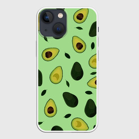 Чехол для iPhone 13 mini с принтом Авокадо в Новосибирске,  |  | Тематика изображения на принте: avocado | food | fruit | pattern | vegan | vegetarian | авокадо | веган | вегетарианство | еда | зарядка | зелёная | паттерн | правильное питание | фрукт | фрукты