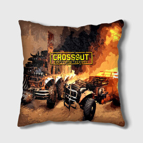 Подушка 3D с принтом Crossout Online в Новосибирске, наволочка – 100% полиэстер, наполнитель – холлофайбер (легкий наполнитель, не вызывает аллергию). | состоит из подушки и наволочки. Наволочка на молнии, легко снимается для стирки | action | crossout | online | tegunvte | выживание | экшен