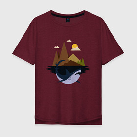 Мужская футболка хлопок Oversize с принтом Abstract Geometry Shark Island в Новосибирске, 100% хлопок | свободный крой, круглый ворот, “спинка” длиннее передней части | art | fish | geometric print | minimal | minimalism | minimalist | mountains | абстрактный принт | абстрактный рисунок | абстракция | акула | акулий остров | акулы | арт | геометрический принт | геометрический рисунок | горы