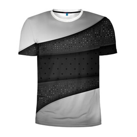 Мужская футболка 3D спортивная с принтом 3D luxury style silver black в Новосибирске, 100% полиэстер с улучшенными характеристиками | приталенный силуэт, круглая горловина, широкие плечи, сужается к линии бедра | luxury | versace | vip | абстракция | версаче | вип | паттерн | роскошь | текстуры