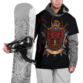 Накидка на куртку 3D с принтом Красный китайский дракон в Новосибирске, 100% полиэстер |  | викинг | дракон | китай | китайский дракон | красный дракон | мифология | рыцарь | шлеп