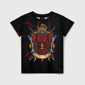 Детская футболка 3D с принтом Красный китайский дракон в Новосибирске, 100% гипоаллергенный полиэфир | прямой крой, круглый вырез горловины, длина до линии бедер, чуть спущенное плечо, ткань немного тянется | викинг | дракон | китай | китайский дракон | красный дракон | мифология | рыцарь | шлеп