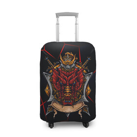 Чехол для чемодана 3D с принтом Красный китайский дракон в Новосибирске, 86% полиэфир, 14% спандекс | двустороннее нанесение принта, прорези для ручек и колес | Тематика изображения на принте: викинг | дракон | китай | китайский дракон | красный дракон | мифология | рыцарь | шлеп