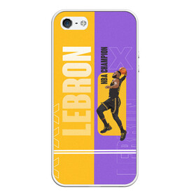Чехол для iPhone 5/5S матовый с принтом LeBron в Новосибирске, Силикон | Область печати: задняя сторона чехла, без боковых панелей | basketball | lakers | lebron | media | nba | toplanding | баскетболл | леброн | лейкерс | лого баскетбольных клубов | лос анджелес | нба