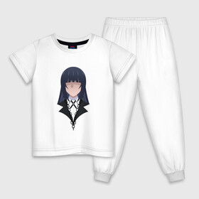 Детская пижама хлопок с принтом БЕЗУМНЫЙ АЗАРТ ЮМЭКО в Новосибирске, 100% хлопок |  брюки и футболка прямого кроя, без карманов, на брюках мягкая резинка на поясе и по низу штанин
 | Тематика изображения на принте: ahegao | girl | girls | jabami | japan | kakegurui | senpai | waifu | yumeko | азарт | аниме | ахегао | безумный | вайфу | девушка | игра | карта | карты | манга | семпай | сенпай | тян | тяночка | юми тотобами | юмэко джабами | япония
