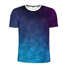 Мужская футболка 3D спортивная с принтом BASTERIA в Новосибирске, 100% полиэстер с улучшенными характеристиками | приталенный силуэт, круглая горловина, широкие плечи, сужается к линии бедра | abstract | геометрия | градиент | треугольники | фиолетовый