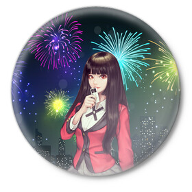 Значок с принтом Anime Girl в Новосибирске,  металл | круглая форма, металлическая застежка в виде булавки | kakegurui | аниме | арт | безумный азарт | графика