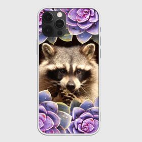 Чехол для iPhone 12 Pro Max с принтом Енот среди цветов в Новосибирске, Силикон |  | Тематика изображения на принте: енот | животное | зверь | полоскун | цветок | цветы