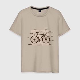 Мужская футболка хлопок с принтом Схема Анатомия Велосипеда в Новосибирске, 100% хлопок | прямой крой, круглый вырез горловины, длина до линии бедер, слегка спущенное плечо. | anatomy | bicycle | bike | mountain bike | scheme | байк | бикукле | велик | горный велосипед | инженерная схема | как устроен велосипед | состав | строение | устройство велосипеда | чертёж | чертежи