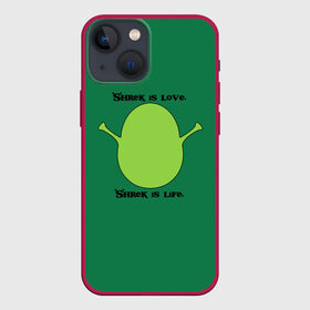 Чехол для iPhone 13 mini с принтом Shrek is love, Shrek is life в Новосибирске,  |  | donkey | fiona | gonna | is | life | love | me | once | roll | shrek | somebody | the | told | world | артур | в | гарольд | дракон | жизнь | кот | лорд | любовь | мем | мерлин | огр | осел | пиноккио | пряник | сапогах | фаркуад | фиона | чарм