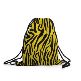 Рюкзак-мешок 3D с принтом Тигровые полоски в Новосибирске, 100% полиэстер | плотность ткани — 200 г/м2, размер — 35 х 45 см; лямки — толстые шнурки, застежка на шнуровке, без карманов и подкладки | абстракция | зоопринт | орнамент | полоски | полосы | пчелиный | тигровый