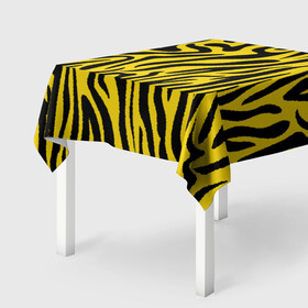 Скатерть 3D с принтом Тигровые полоски в Новосибирске, 100% полиэстер (ткань не мнется и не растягивается) | Размер: 150*150 см | абстракция | зоопринт | орнамент | полоски | полосы | пчелиный | тигровый