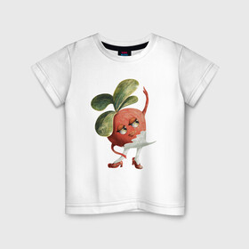 Детская футболка хлопок с принтом Редиска в Новосибирске, 100% хлопок | круглый вырез горловины, полуприлегающий силуэт, длина до линии бедер | арт | иллюстрация | красный | овощи | принт | растения | танец
