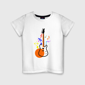 Детская футболка хлопок с принтом Цветная гитара в Новосибирске, 100% хлопок | круглый вырез горловины, полуприлегающий силуэт, длина до линии бедер | гитара | звуковая музыка | красивая гитара | музыка