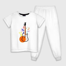 Детская пижама хлопок с принтом Цветная гитара в Новосибирске, 100% хлопок |  брюки и футболка прямого кроя, без карманов, на брюках мягкая резинка на поясе и по низу штанин
 | гитара | звуковая музыка | красивая гитара | музыка