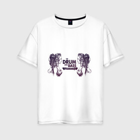 Женская футболка хлопок Oversize с принтом Девушки Drum and Bass в Новосибирске, 100% хлопок | свободный крой, круглый ворот, спущенный рукав, длина до линии бедер
 | drum | андроид | девушки | меломаны | музыка | набросок | наушники | рисунок | эскиз