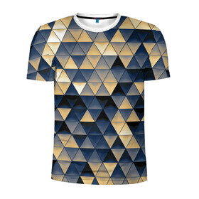 Мужская футболка 3D спортивная с принтом MOZZY в Новосибирске, 100% полиэстер с улучшенными характеристиками | приталенный силуэт, круглая горловина, широкие плечи, сужается к линии бедра | abstract | абстракция | геометрия | мозаика | треугольники