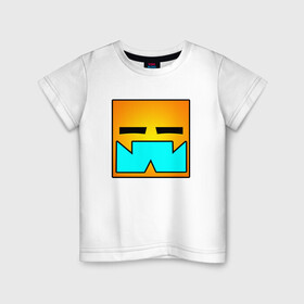 Детская футболка хлопок с принтом Geometry Dash RobTop (Z) в Новосибирске, 100% хлопок | круглый вырез горловины, полуприлегающий силуэт, длина до линии бедер | Тематика изображения на принте: 2d | arcade | game | geometry dash | meltdown | robtop | аркада | геометрический тире | раннер
