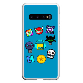 Чехол для Samsung Galaxy S10 с принтом Geometry Dash Icons в Новосибирске, Силикон | Область печати: задняя сторона чехла, без боковых панелей | 2d | dash | demon | demons | devil | game | games | geometry | pixel | pixels | skull | smile | геометрия | демон | дьявол | игра | пикслели | платформер | смайл | смайлик | улыбка | череп